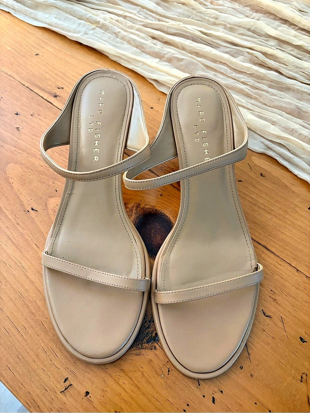 Marc Fisher Strappy Heeled Sandals in Beige US 9M